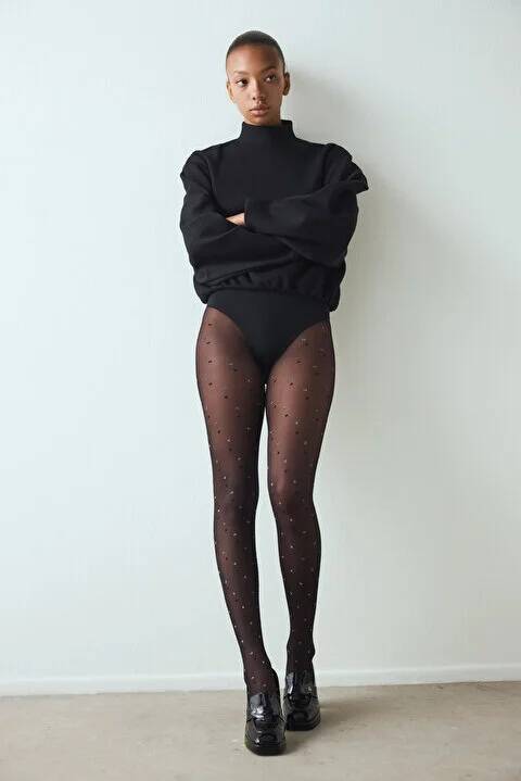 Shıny Dotted Külotlu Çorap - 3