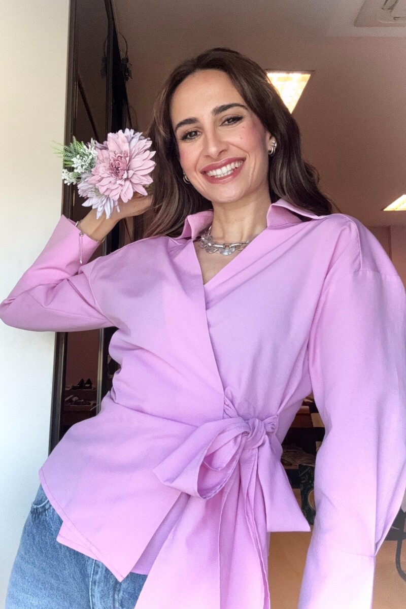 BAĞLAMA DETAYLI KRUVAZE BLUZ PEMBE