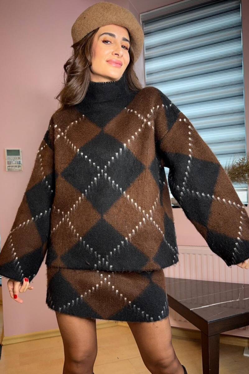 BAKLAVA DESENLİ KAZAK - ETEK TAKIM - 2