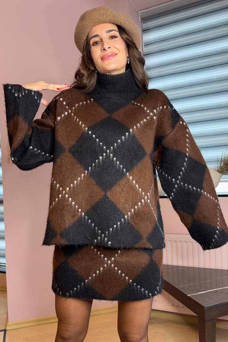 BAKLAVA DESENLİ KAZAK - ETEK TAKIM - 10