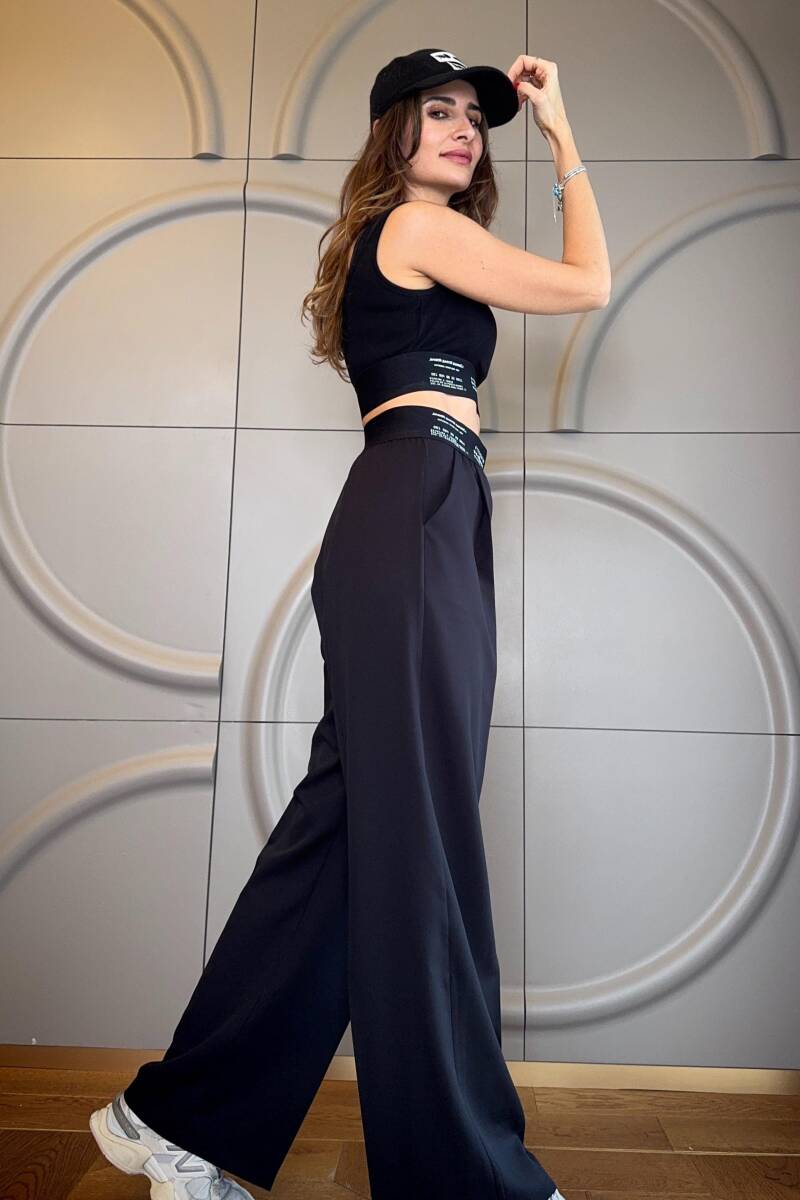 BELİ LASTİK DETAYLI PANTOLON - 5