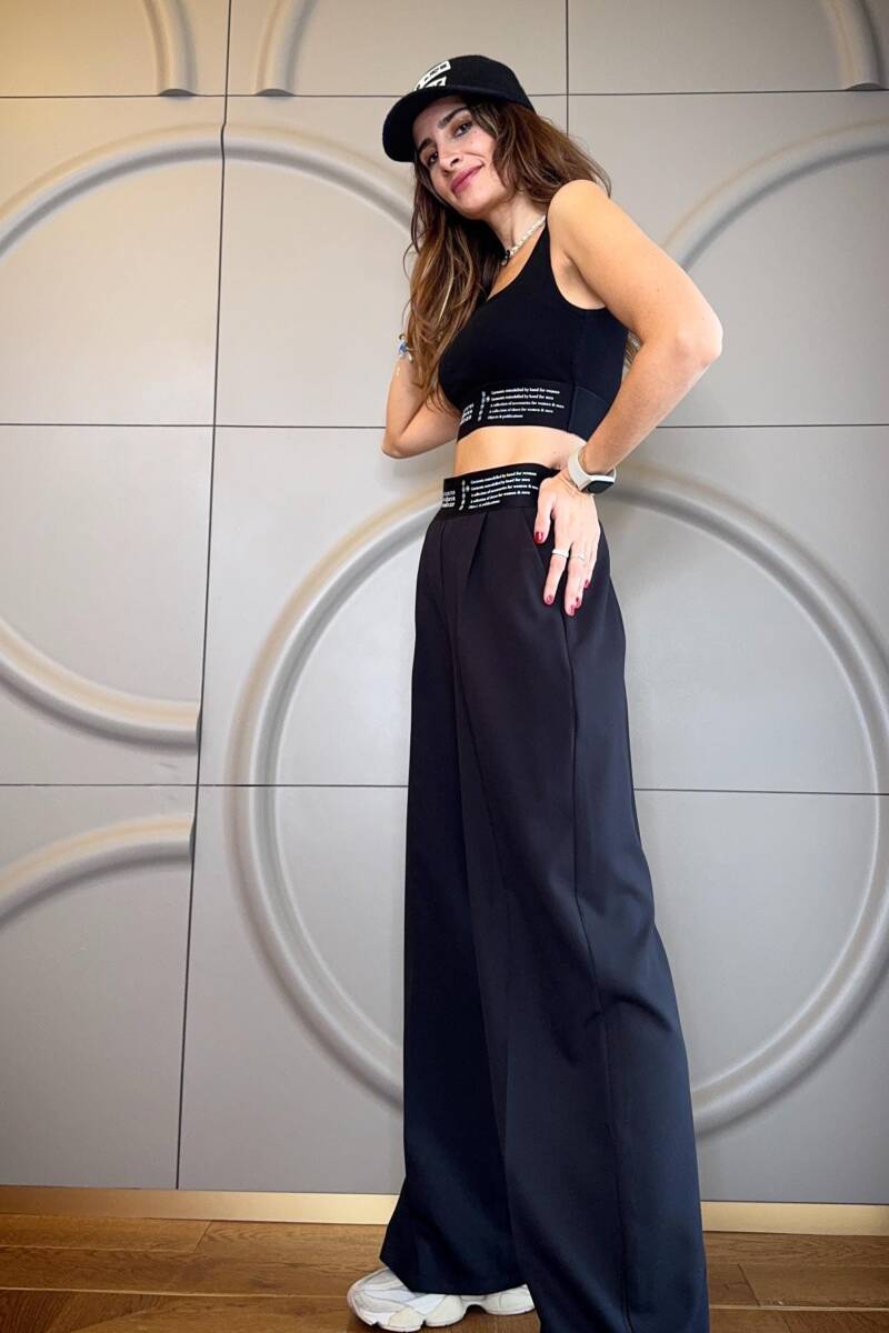 BELİ LASTİK DETAYLI PANTOLON - 6