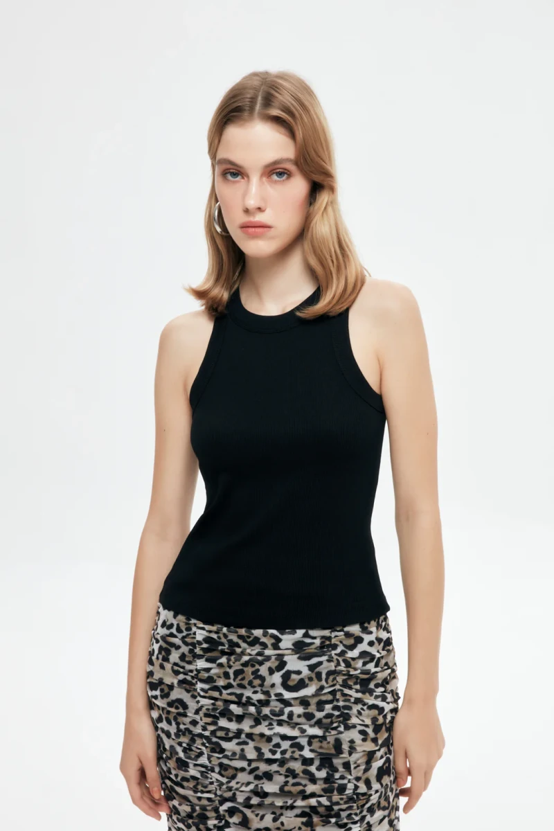 HALTER YAKA FİTİLLİ BASİC ATLET SIYAH