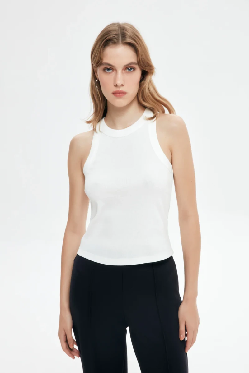 HALTER YAKA FİTİLLİ BASİC ATLET EKRU