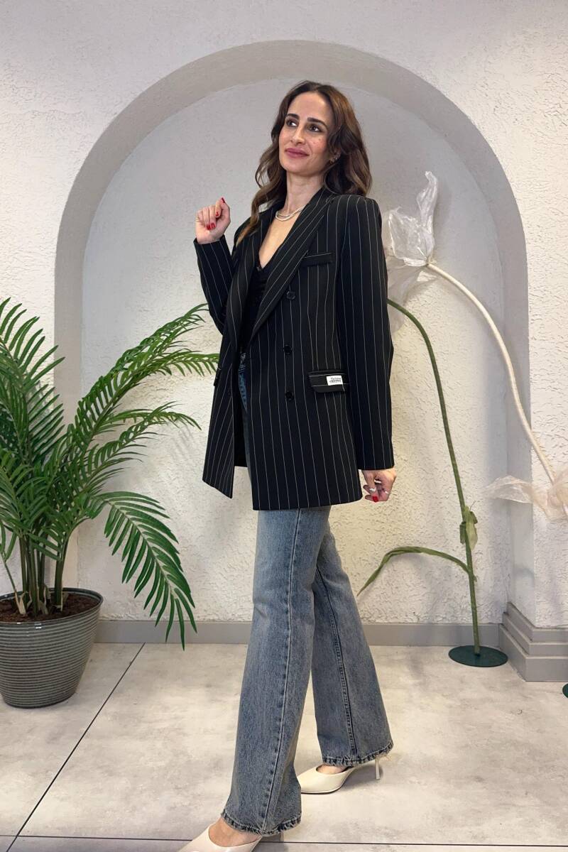 ÇİZGİLİ BLAZER CEKET - 5