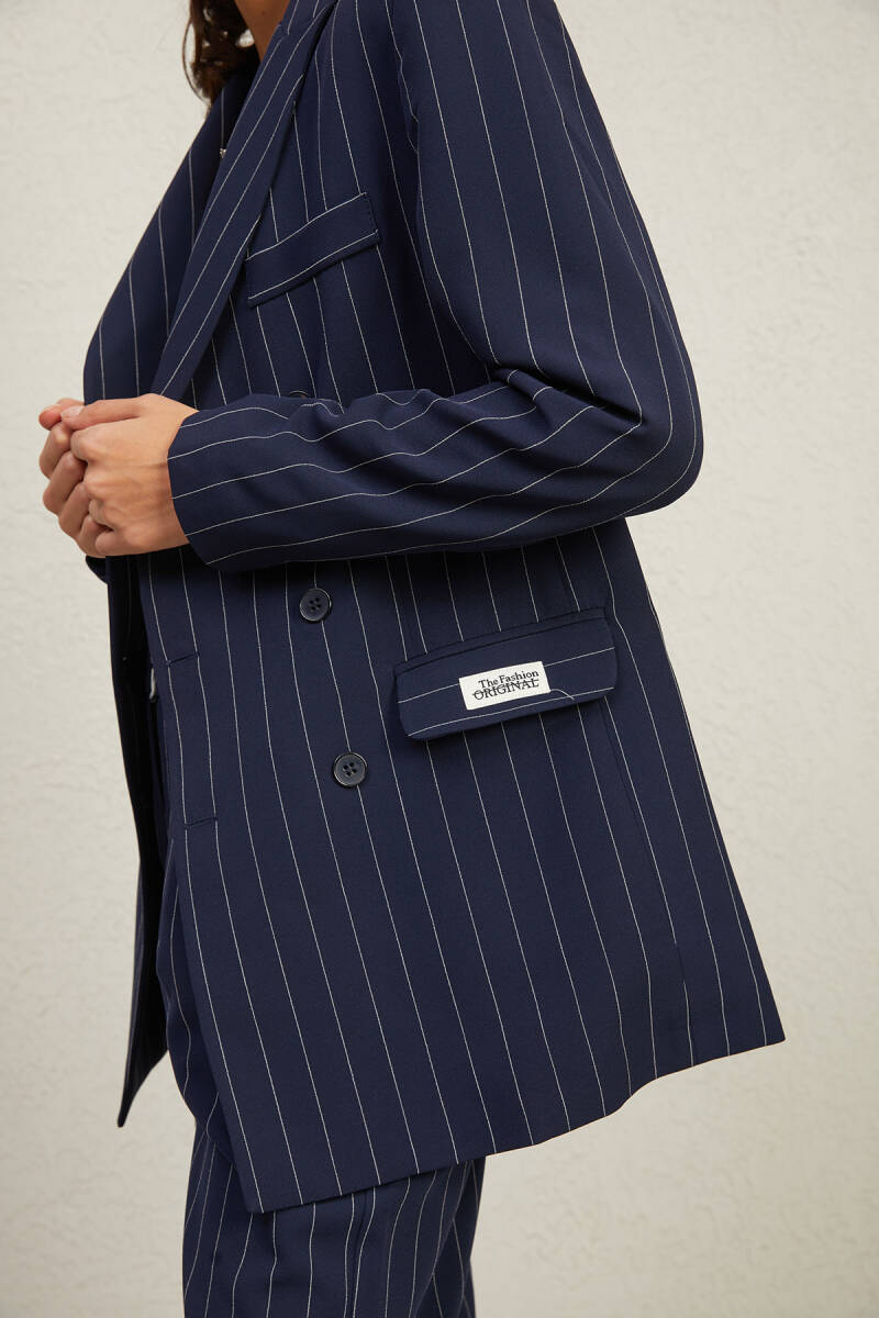 ÇİZGİLİ BLAZER CEKET - 9