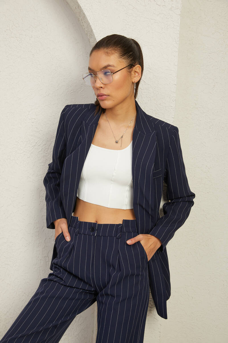 ÇİZGİLİ BLAZER CEKET - 12