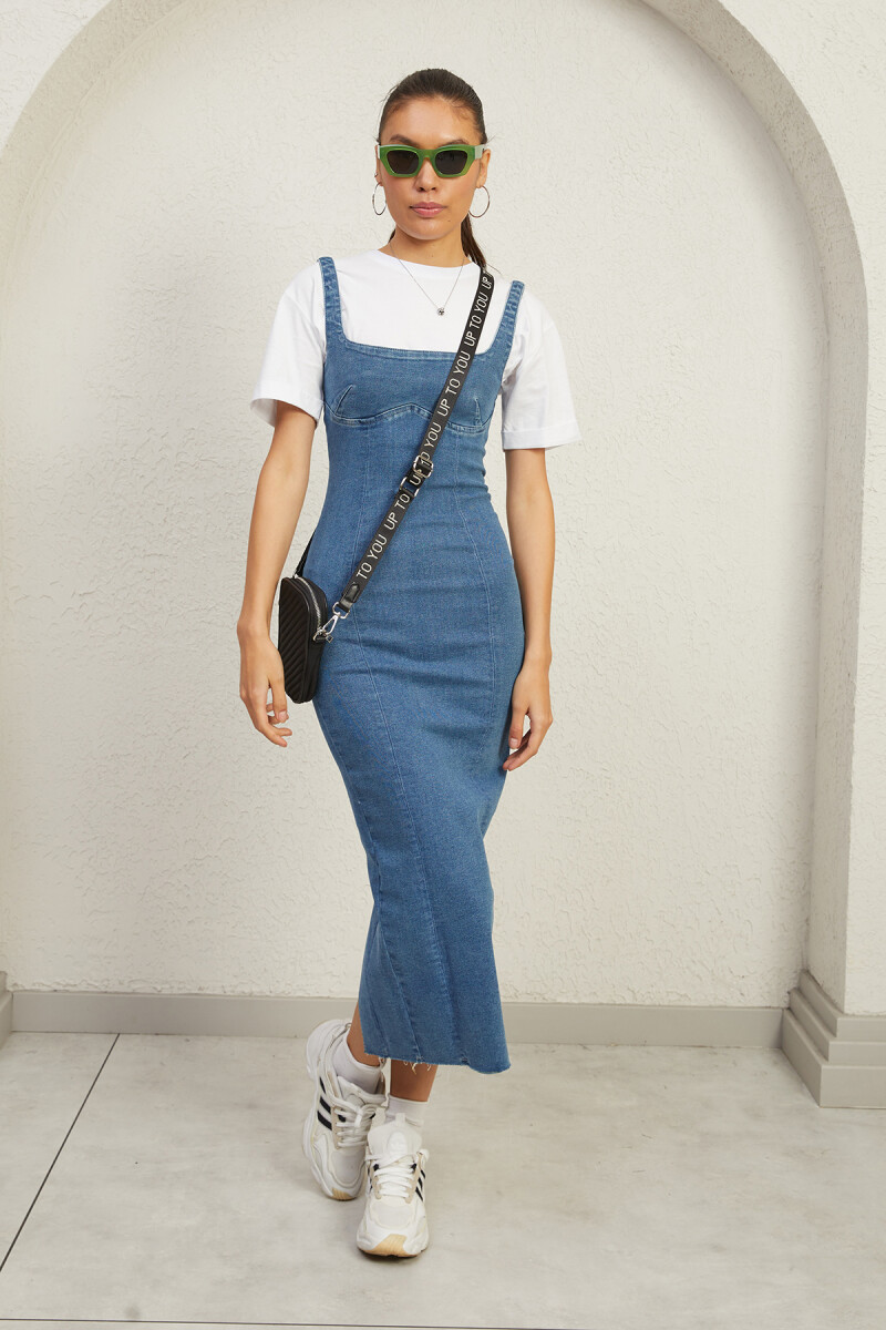 FULL ESNEK JEAN ELBİSE MAVI