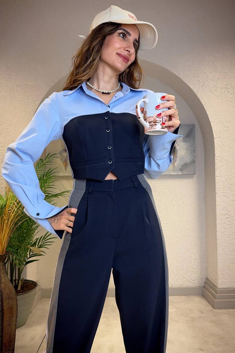 GARNİ DETAYLI DÜĞMELİ CROP GÖMLEK - 1