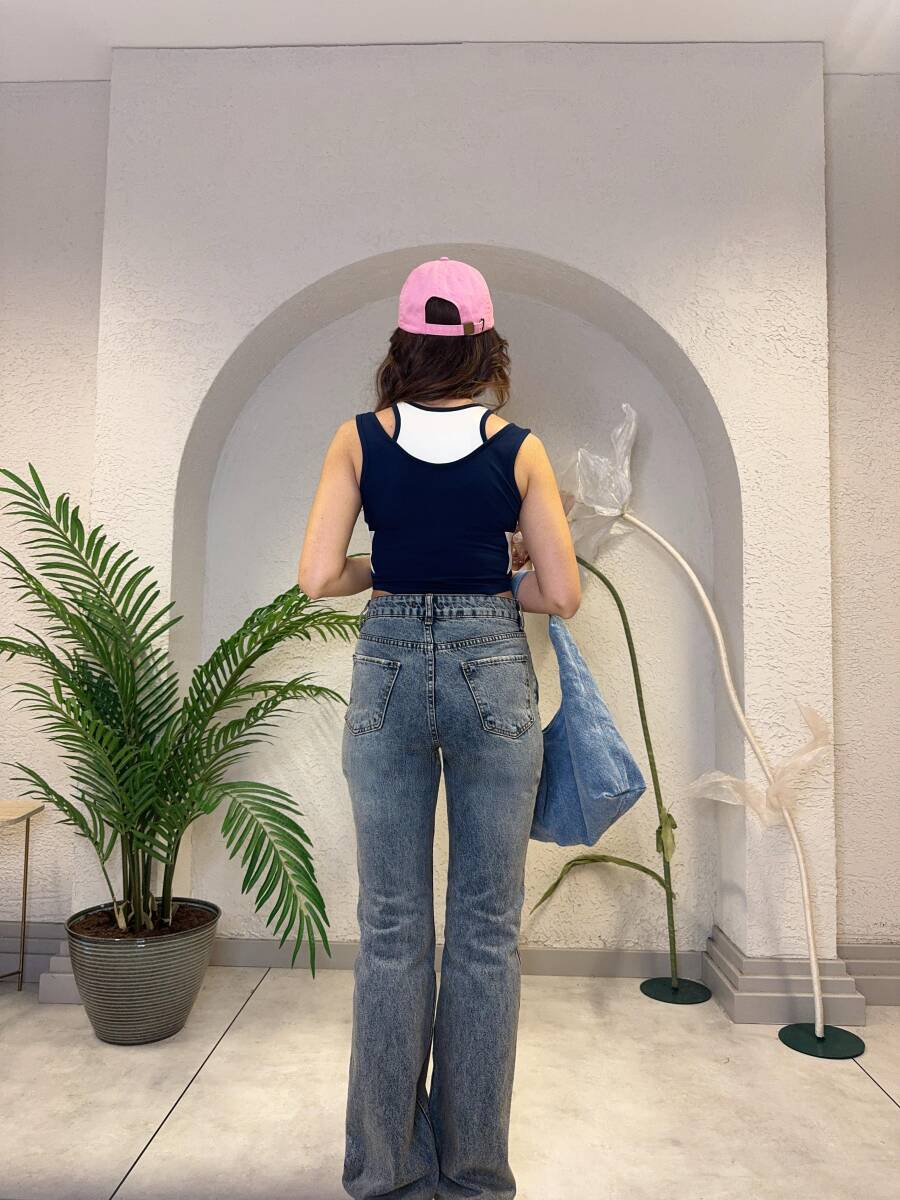 HALTER YAKA ATLETLİ PAMUK BLUZ - 7