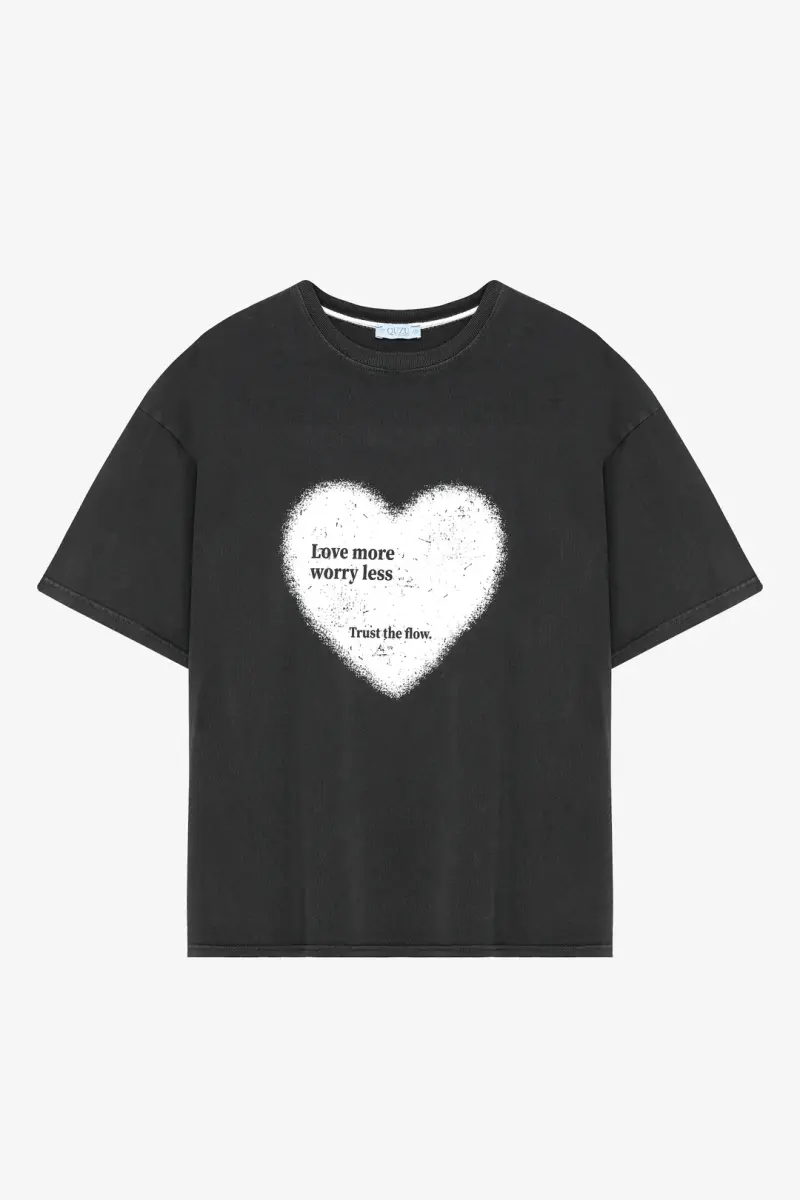 KALP BASKILI OVERSIZE TİŞÖRT - 1