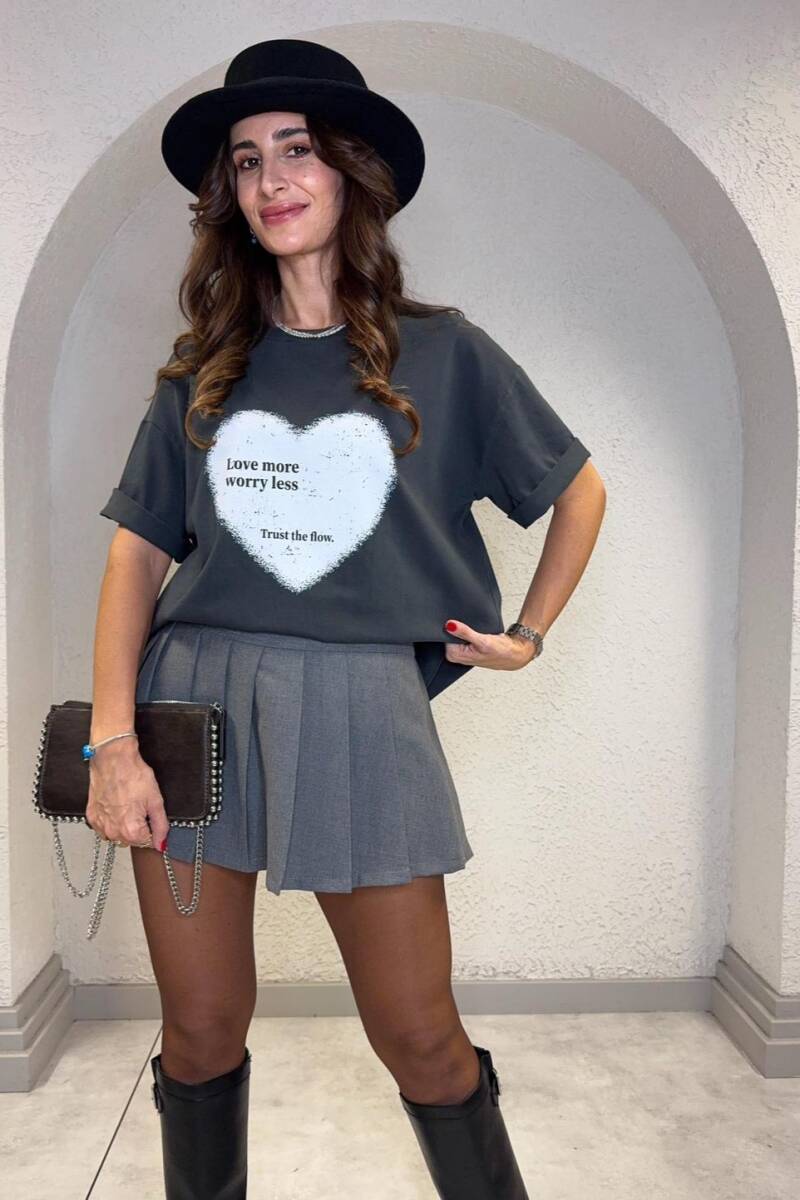 KALP BASKILI OVERSIZE TİŞÖRT - 3