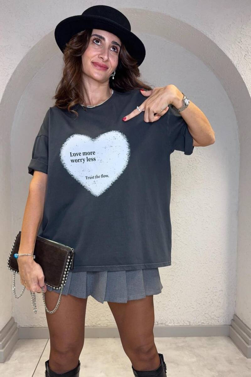 KALP BASKILI OVERSIZE TİŞÖRT - 5