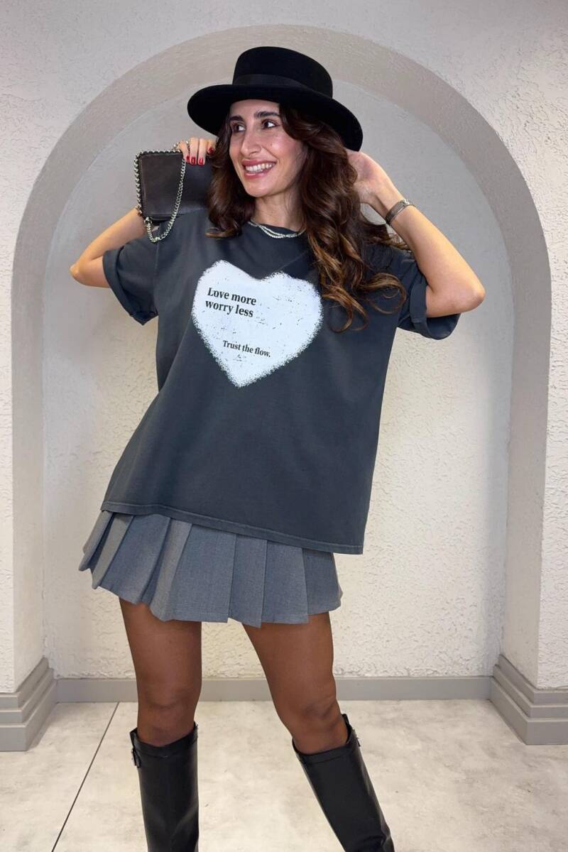 KALP BASKILI OVERSIZE TİŞÖRT - 7