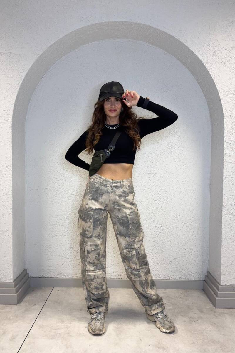 KAMUFLAJ DESENLİ KARGO JEAN - 1