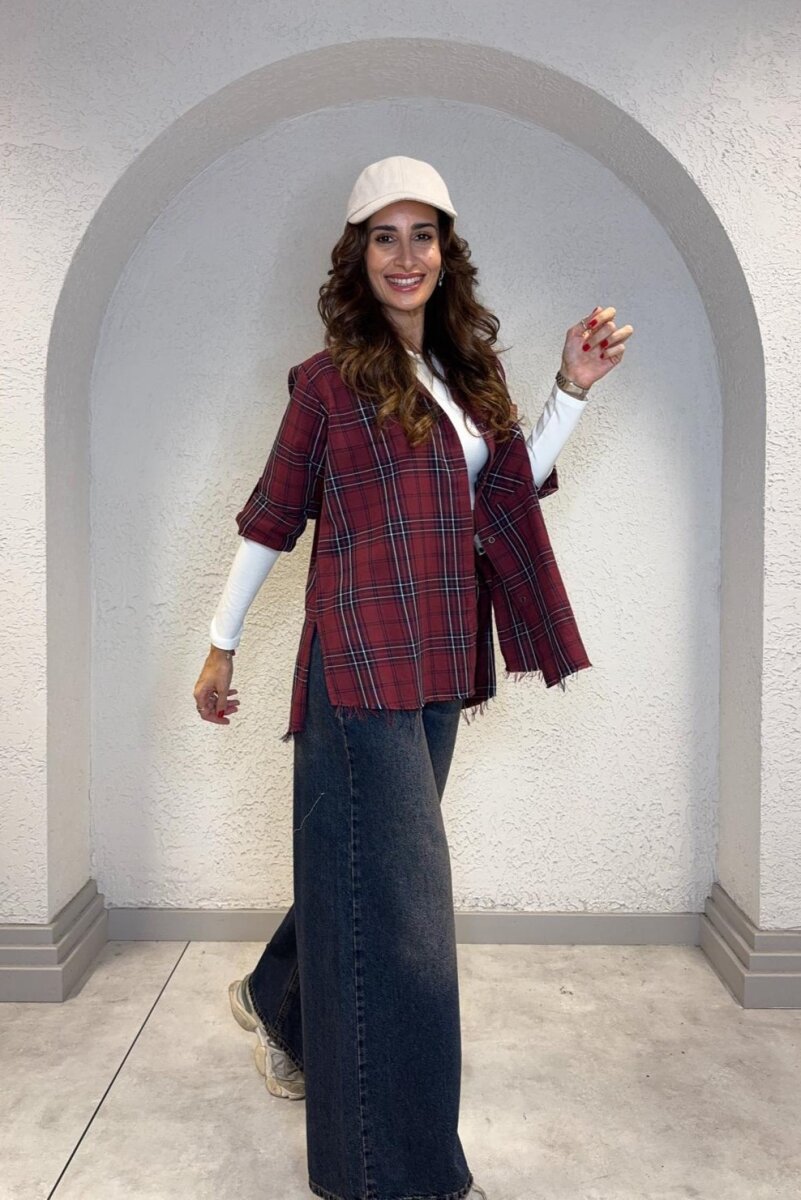 KARELİ ODUNCU GÖMLEK BORDO