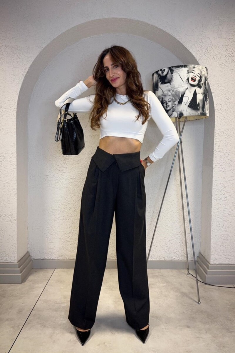 KIVRIK BEL GENİŞ PAÇA PANTOLON - Clothing Palette