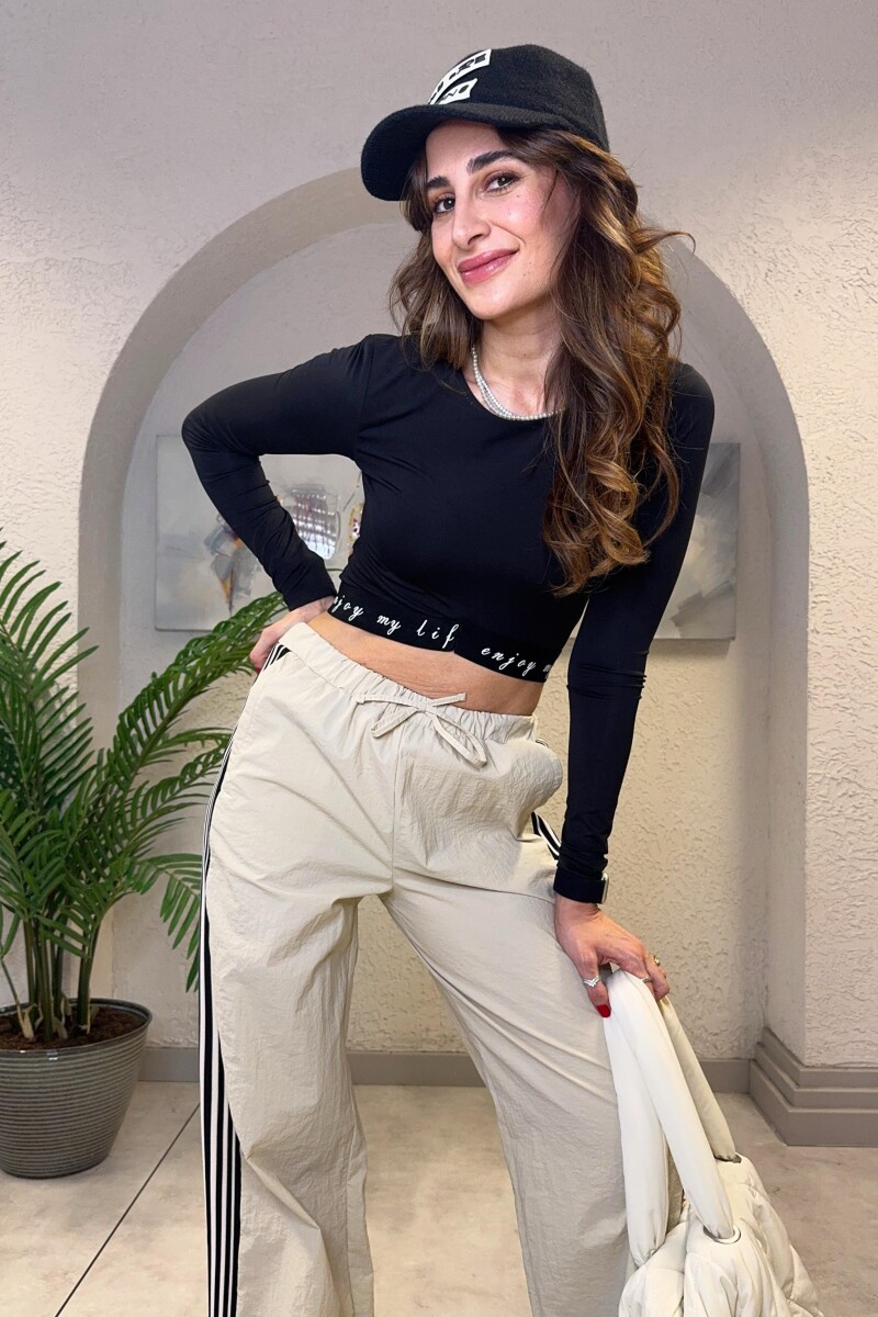 LASTİK DETAYLI CROP TOP BODY SIYAH