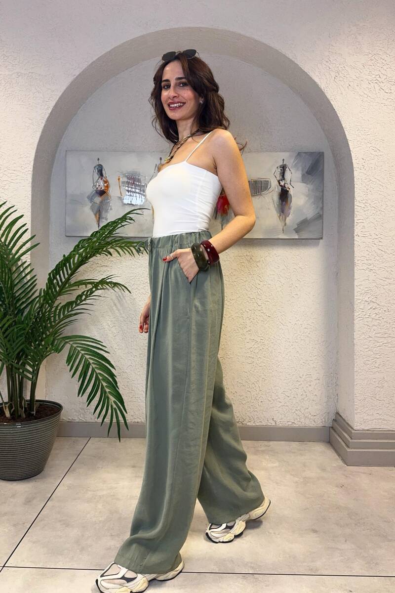 LASTİKLİ GENİŞ PAÇA MODAL PANTOLON - 4