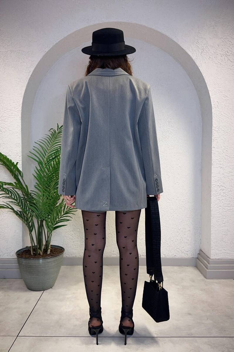 NAKIŞ ve ETİKET DETAYLI BLAZER CEKET - 7