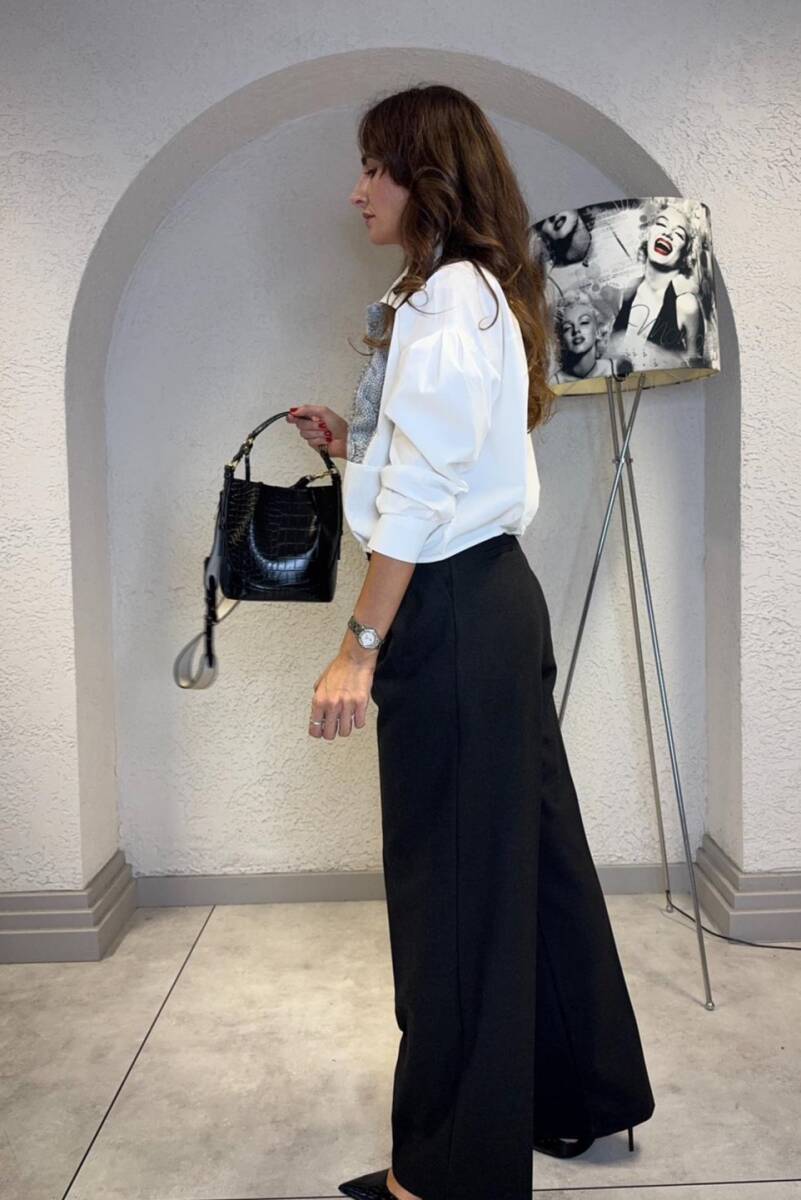 ÖRGÜ DETAYLI POPLİN GÖMLEK - 7