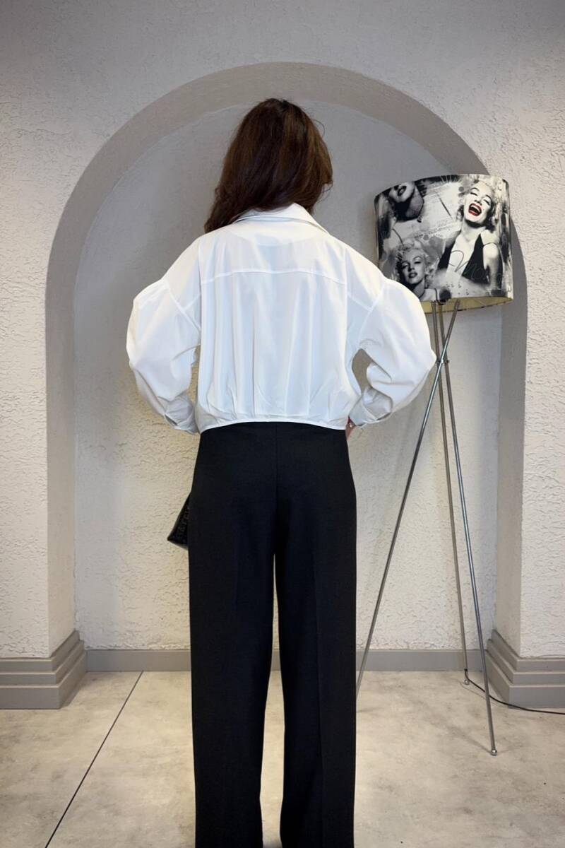 ÖRGÜ DETAYLI POPLİN GÖMLEK - 8