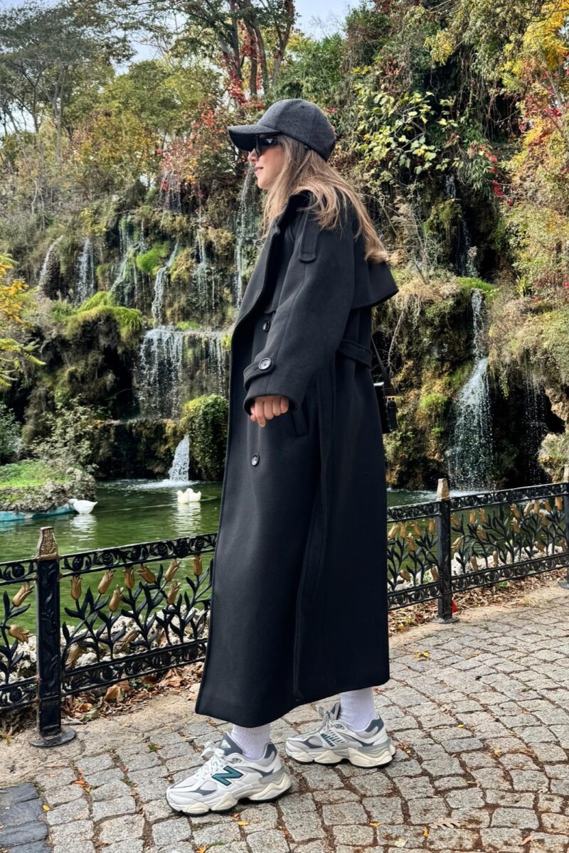 OVERSIZE UZUN KAŞE KABAN SIYAH