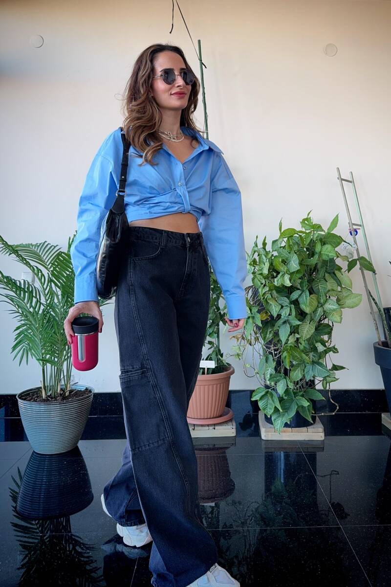 PİLELİ CROP POPLİN GÖMLEK - 6