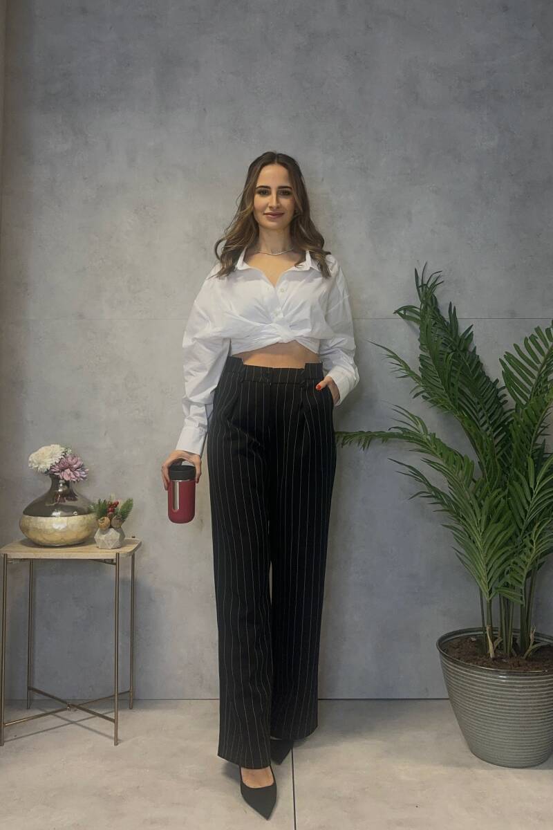 PİLELİ CROP POPLİN GÖMLEK - 11