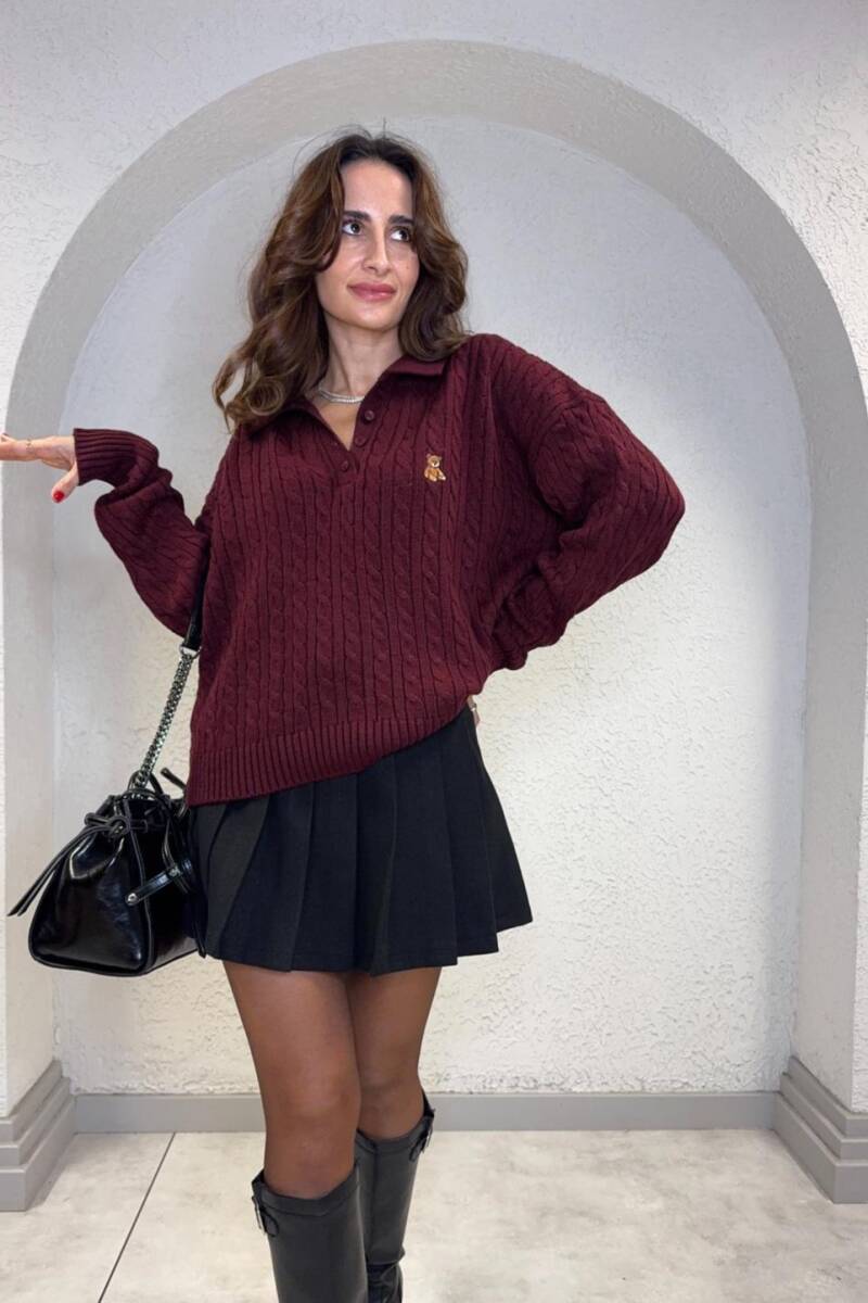 POLO YAKA AYICIK NAKIŞLI TRİKO KAZAK - 5