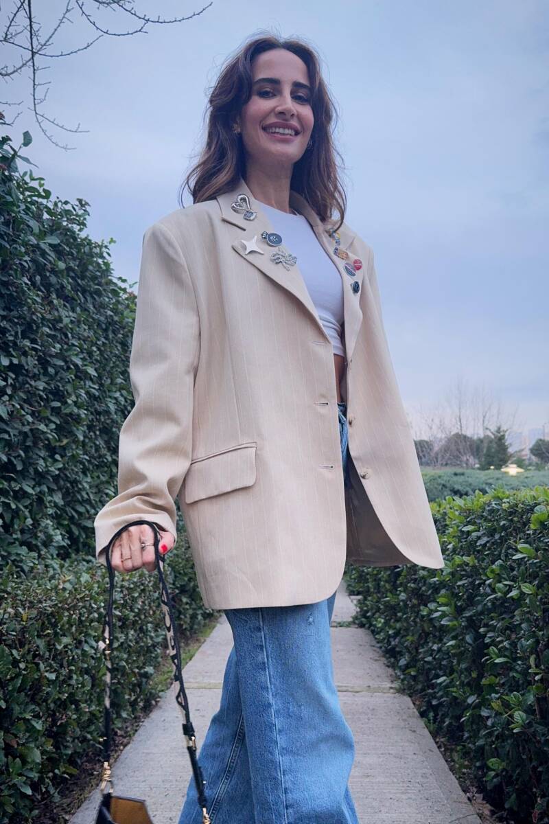 ROZET AKSESUARLI ÇİZGİLİ BLAZER CEKET - 3
