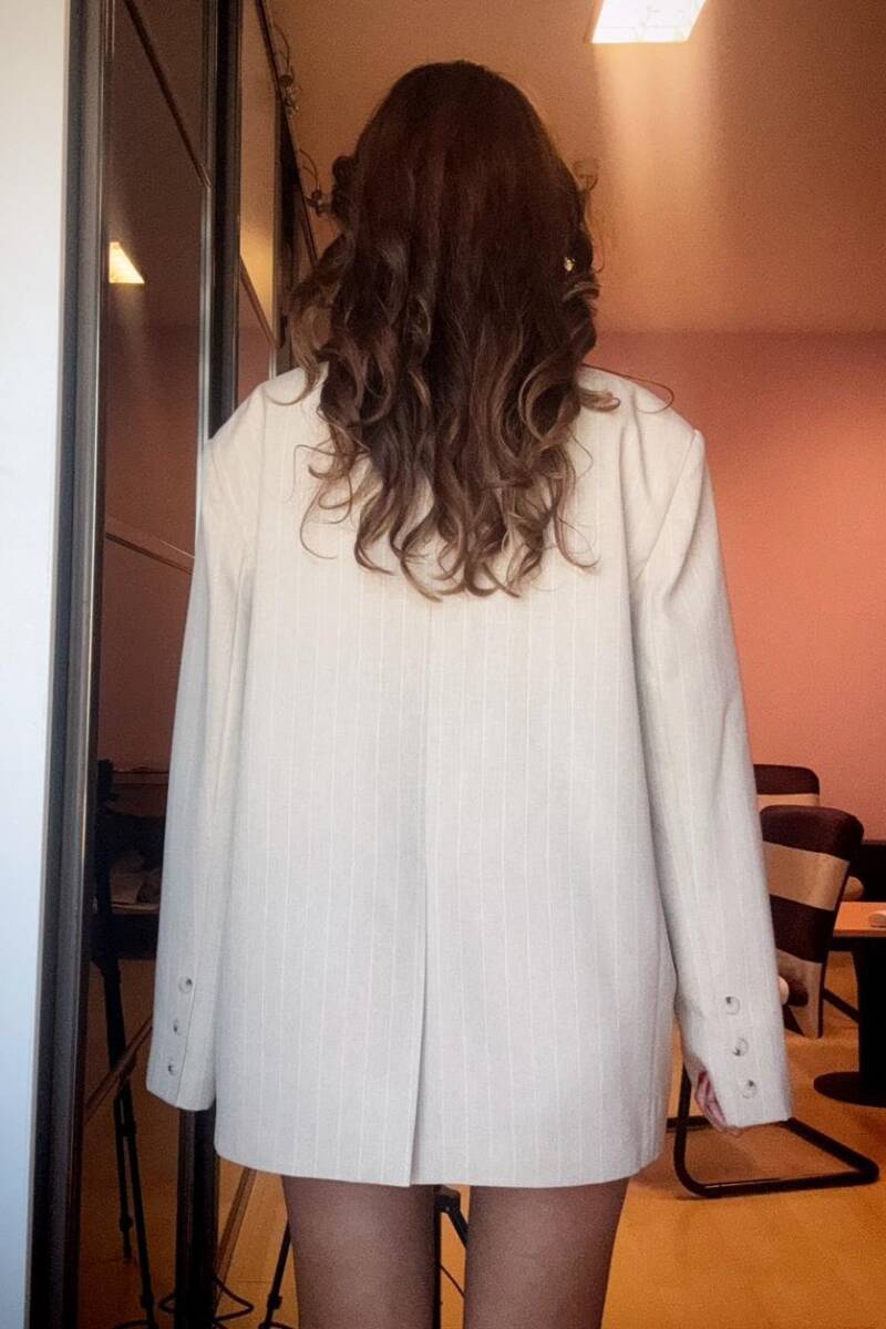 ROZET AKSESUARLI ÇİZGİLİ BLAZER CEKET - 13