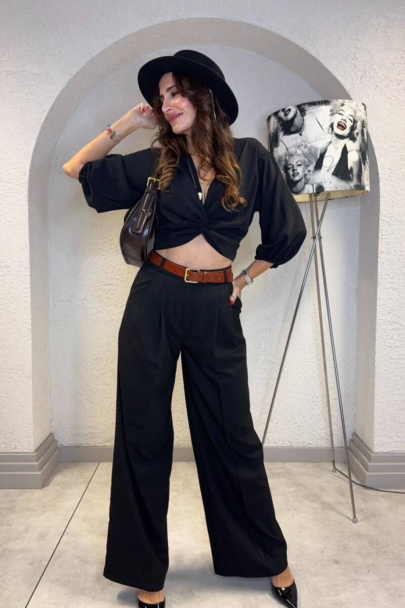 SATEN YÜZEYLİ DÜĞÜMLÜ BLUZ - 9