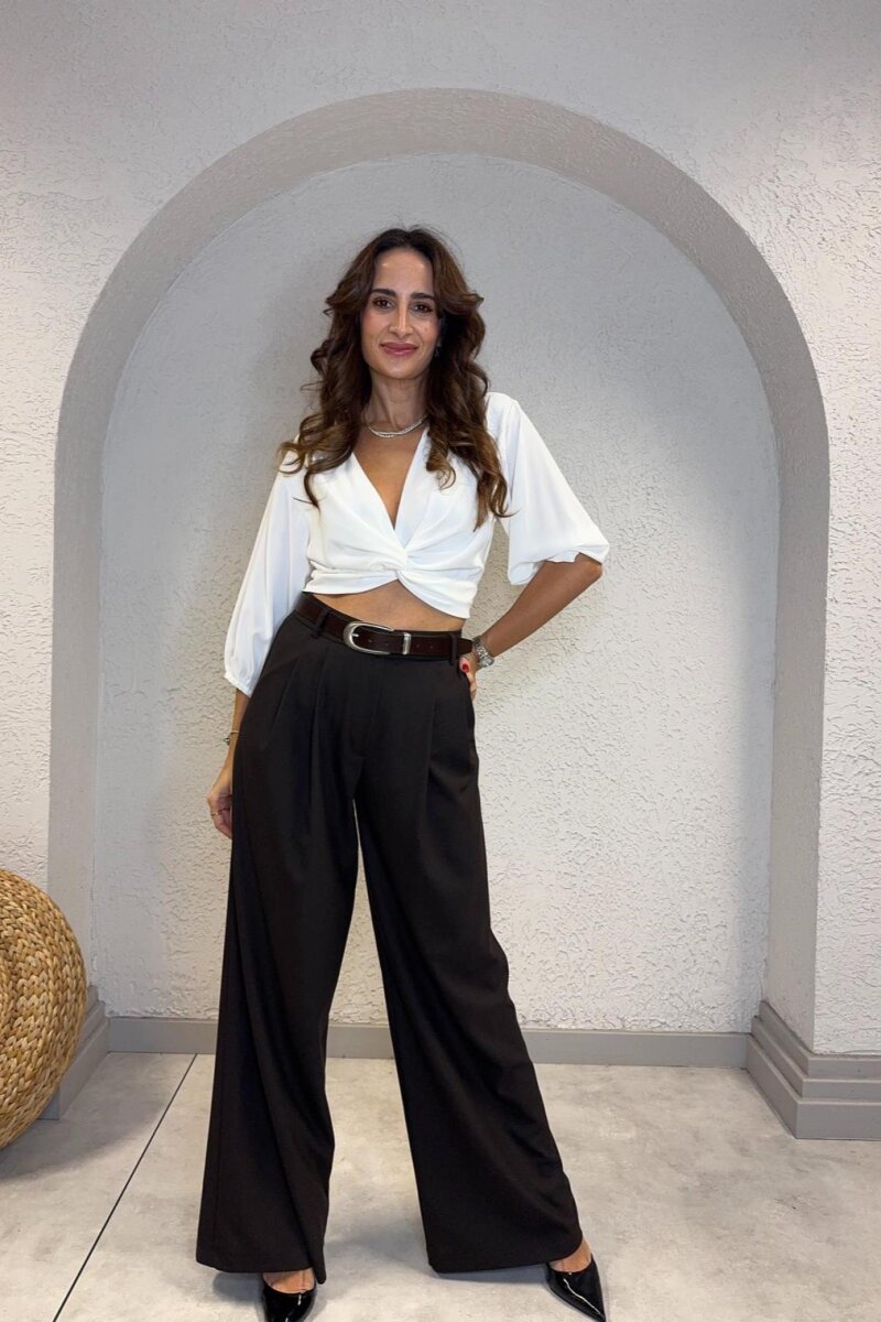 SATEN YÜZEYLİ DÜĞÜMLÜ BLUZ EKRU