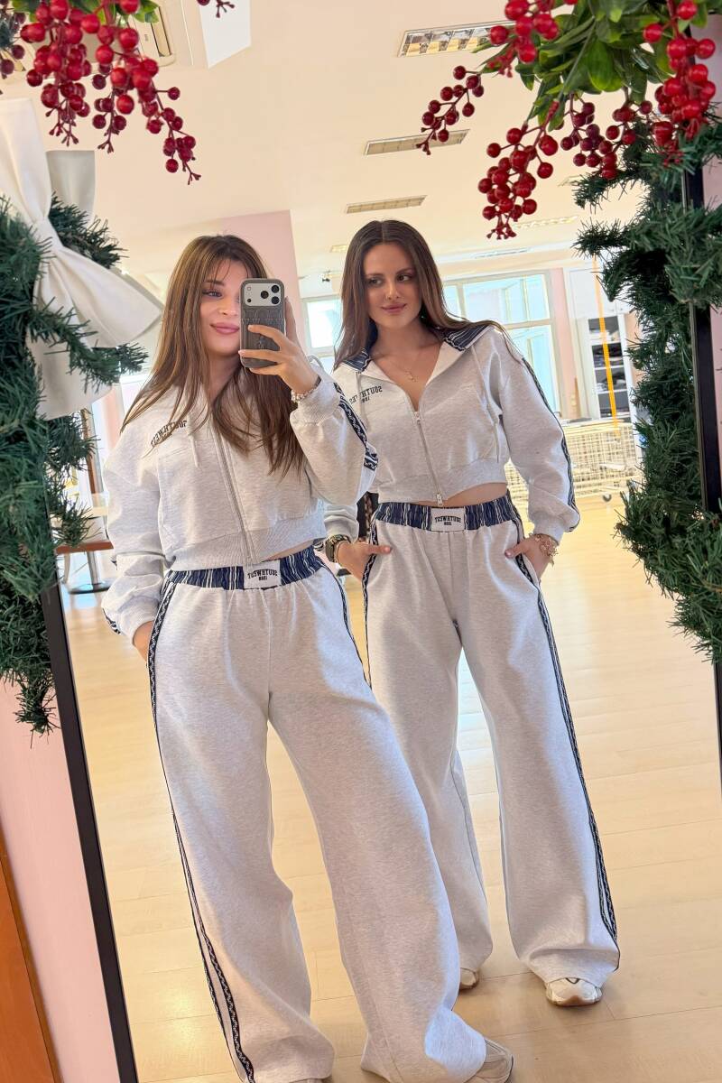 ŞERİT DETAYLI BELİ LASTİKLİ BOL PAÇA PANTOLON - 3