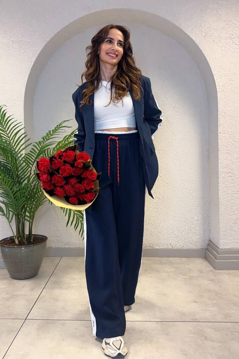 ŞERİT YAZI BASKILI BLAZER CEKET - 8
