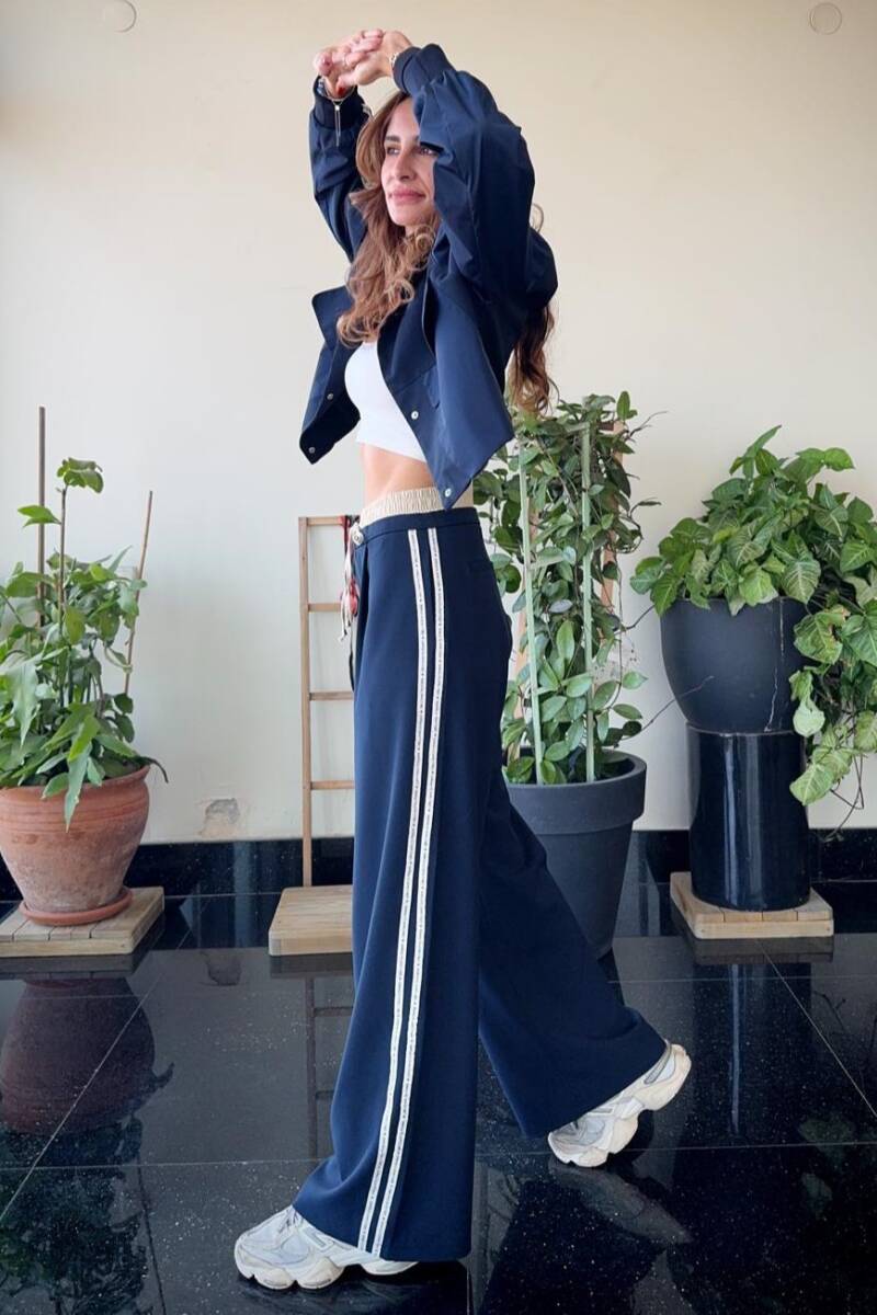 ŞERİT YAZI DETAYLI BOXER BEL PANTOLON - 3