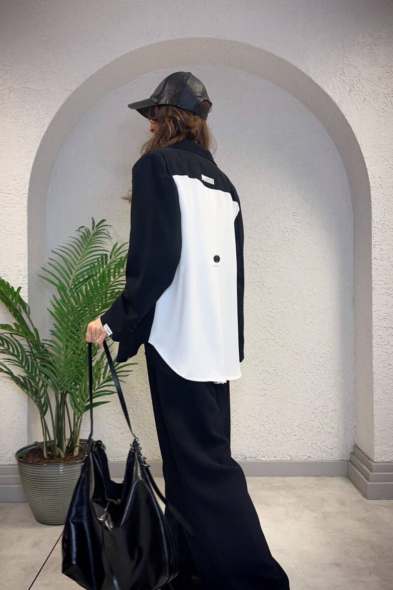 SIRTI PENCERE DETAYLI KREP BLAZER CEKET - 4