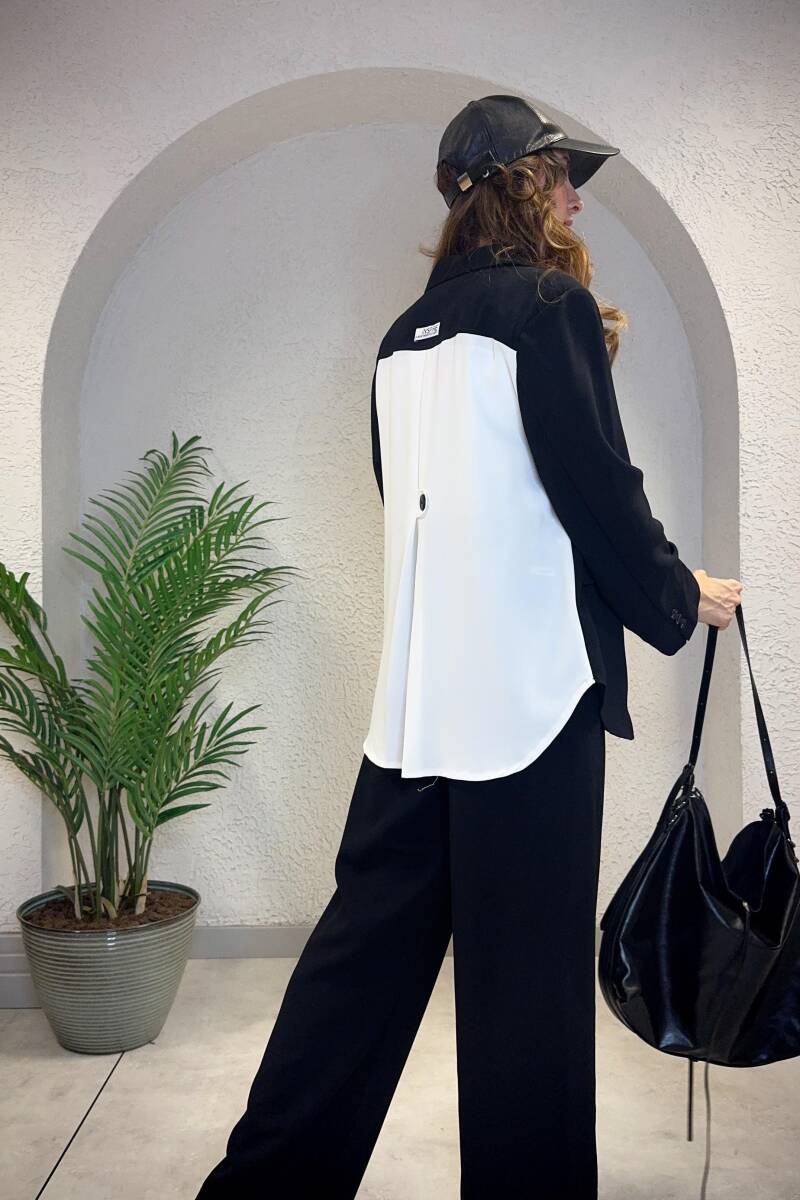 SIRTI PENCERE DETAYLI KREP BLAZER CEKET - 5