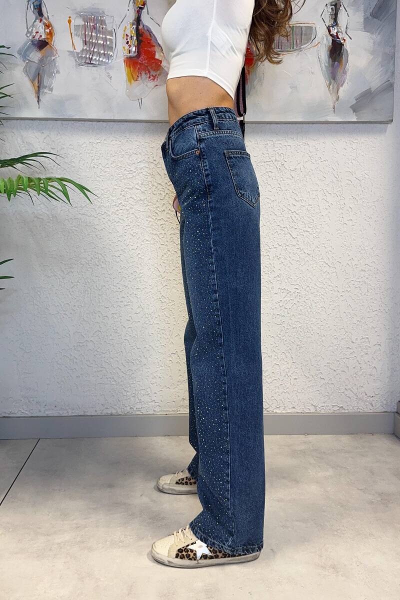 TAŞLI GENİŞ PAÇA JEAN - 6