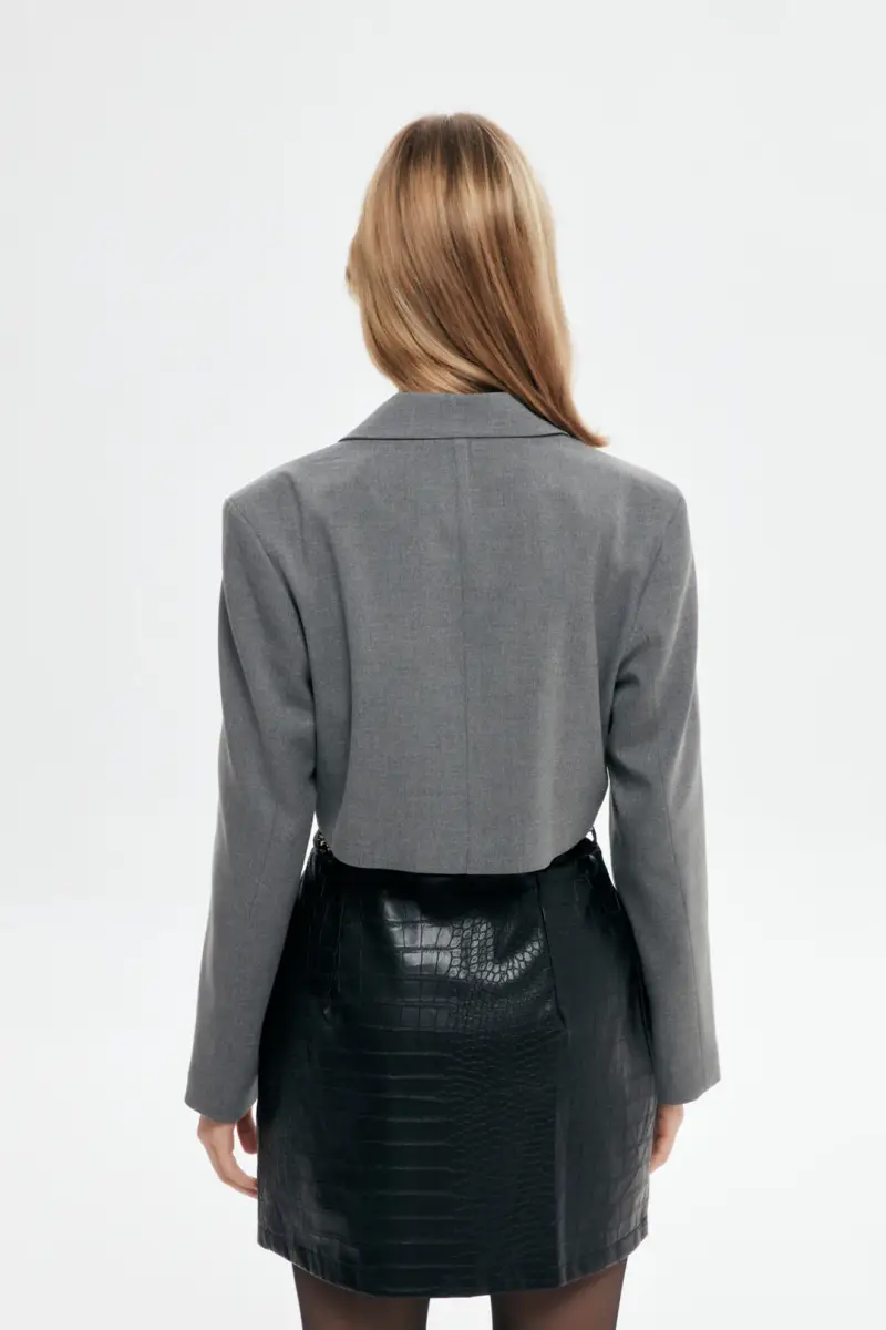 VATKA DETAYLI CROP BLAZER CEKET - 5