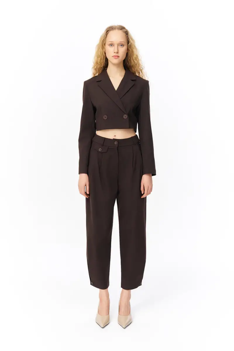 VATKA DETAYLI CROP BLAZER CEKET - 9