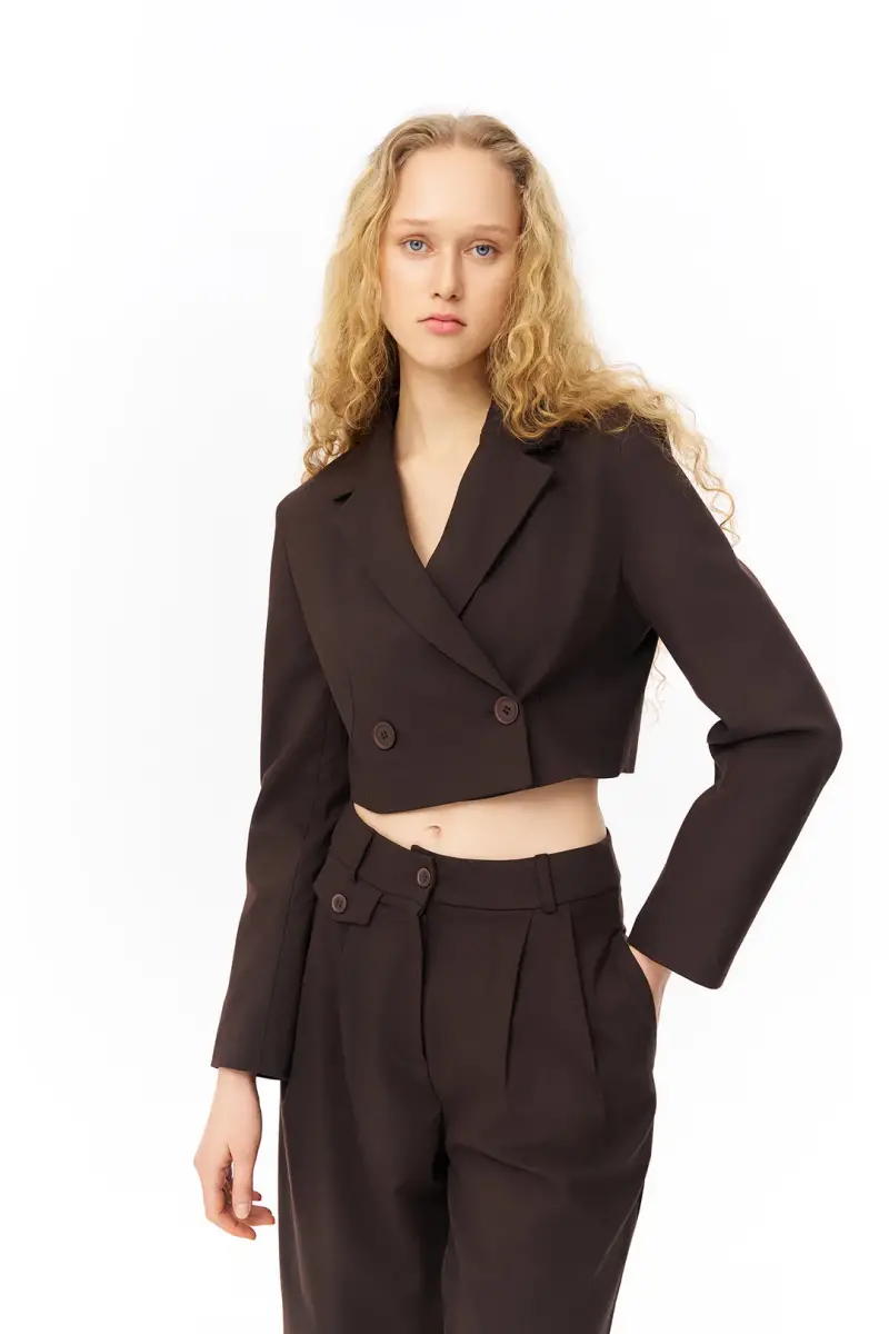 VATKA DETAYLI CROP BLAZER CEKET - 7