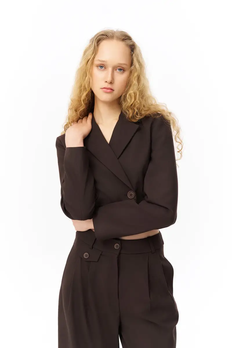 VATKA DETAYLI CROP BLAZER CEKET - 10