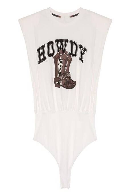 VATKALI BASKI DETAYLI BODYSUIT - 2